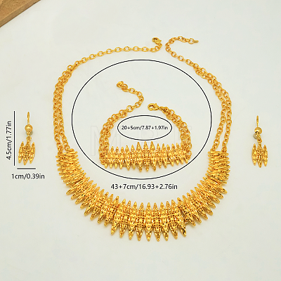 Vintage Alloy Spiked Fringe Bracelet & Necklace & Earrings Set for Women IV1181-1
