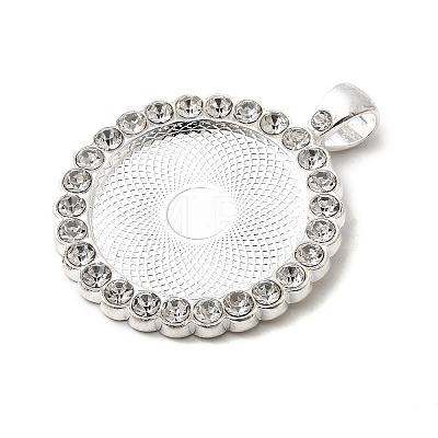 Flat Round Alloy Rhinestone Pendant Cabochon Settings ALRI-T351-01S-1