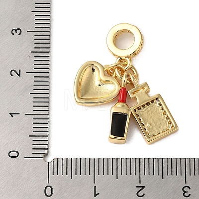 Rack Plating Brass Micro Pave Clear Cubic Zirconia Enamel European Dangle Charms KK-P279-45G-1