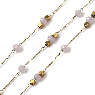 Handmade 304 Stainless Steel Glass Round Link Chains CHS-L032-09G-03-1