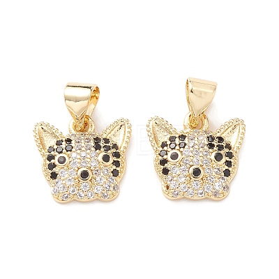 Brass Micro Pave Cubic Zirconia Charms ZIRC-C004-01G-1