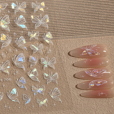 3Pcs 3 Colors Butterfly Nail Art Stickers MRMJ-LP0002-90-1