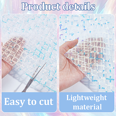 1M Polyester & PVC Sequined Mesh Fabric DIY-CY0003-54B-1