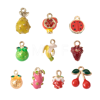 Craftdady 10Pcs 10 Style Golden Alloy Enamel Pendants ENAM-CD0001-22-1