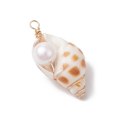 3Pcs Natural Shell Pendants PALLOY-JF03226-01-1