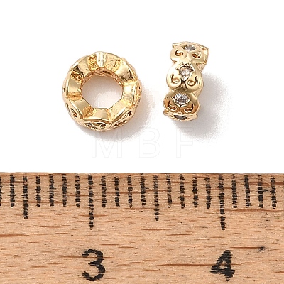 Brass Micro Pave Clear Cubic Zirconia Beads KK-G503-19G-1