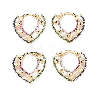 Heart Cubic Zirconia Hoop Earrings EJEW-M216-07A-1