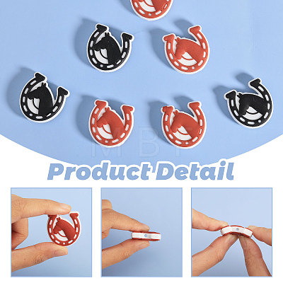 CHGCRAFT 16Pcs 2 Colors Horse & Horseshoe Food Grade Eco-Friendly Silicone Beads SIL-CA0002-92-1