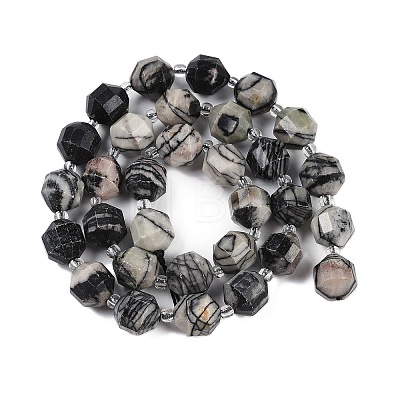 Natural Black Netstone Beads Strands G-O201B-143G-1