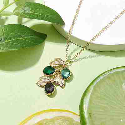 Stainless Steel and Glass Pendant Necklaces NJEW-JN04701-02-1