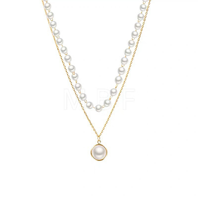 Alloy & Plastic Imitation Pearl Double Layer Necklaces WG1127D-01-1