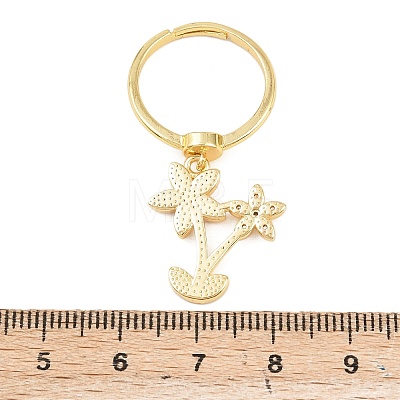 Brass Micro Pave Cubic Zirconia Pendant Finger Rings for Women RJEW-A090-04G-1