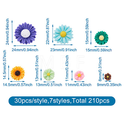 Craftdady 210Pcs 7 Style Resin Cabochons CRES-CD0001-02-1
