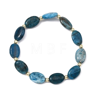 Natural Apatite & Non-magnetic Synthetic Hematite Oval Beaded Stretch Bracelets for Women Men BJEW-JB13934-02-1