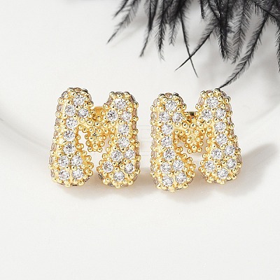 Brass Micro Pave Cubic Zirconia Stud Earrings EJEW-Z091-04G-M-1