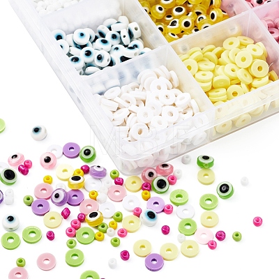Glass Seed & Polymer Clay & Evil Eye Beads Kit for DIY Bracelet Making DIY-YW0004-63-1
