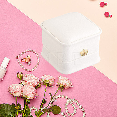 2Pcs PU Leather Ring Gift Boxes LBOX-CL0001-03-1