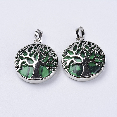 Dyed Synthetic Malachite Pendants G-P350-D14-1