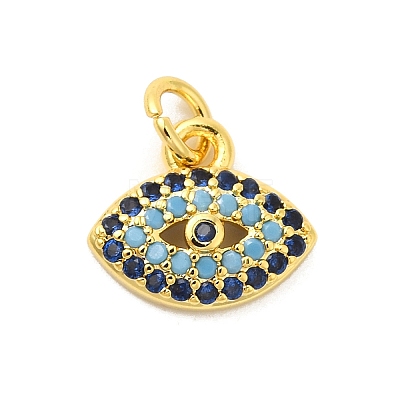 Real 18K Gold Plated Rack Plating Brass Micro Pave Cubic Zirconia Pendants Charms KK-S396-01A-1