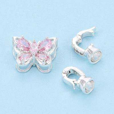 Brass Micro Pave Cubic Zirconia Fold Over Clasps KK-U037-10S-1