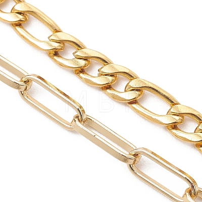304 Stainless Steel Figaro Chain and Brass Paperclip Chain Bracelet Making AJEW-JB01567-1