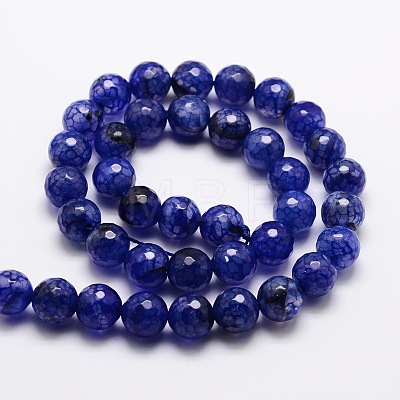 Dyed Natural Agate Faceted Round Beads Strands G-E320E-8mm-08-1