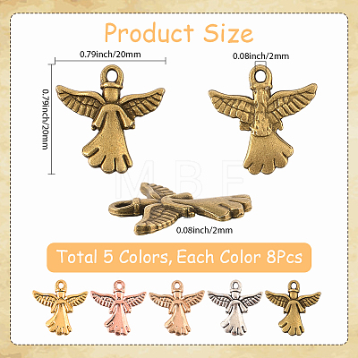 40Pcs 5 Colors Tibetan Style Alloy Pendants FIND-SC0016-64-1