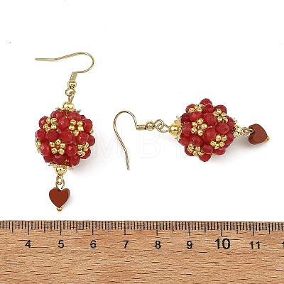 Glass & Dyed Natural Malaysia Jade & Red Jasper Dangle Earrings EJEW-MZ00814-01-1