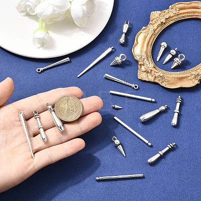 50Pcs 10 Styles Tibetan Style Alloy Charms FIND-CJ0006-06-1