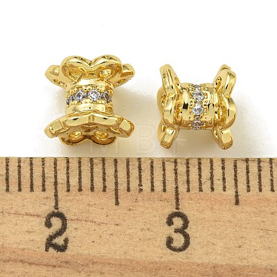 Rack Plating Brass Micro Pave Cubic Zirconia Beads KK-K386-06G-1