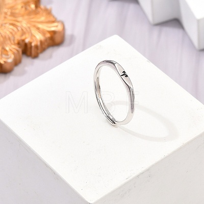 Rhodium Plated 925 Sterling Silver Adjustable Rings RJEW-S397-01P-01-1