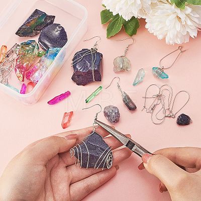 DIY Rough Raw Stone Beads Earring Making Kit DIY-SZ0007-71-1