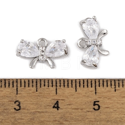 Brass Micro Pave Clear Cubic Zirconia Charms KK-L212-15P-1