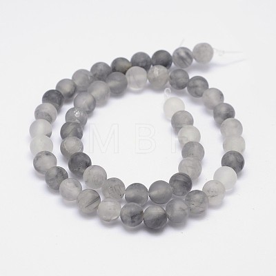 Frosted Natural Cloudy Quartz Round Beads Strands G-F255-02-8mm-1
