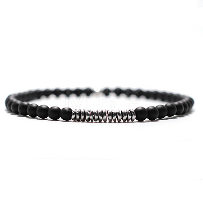 Natural Frosted Round Obsidian Beaded Bracxelets for Men OI5065-2-1