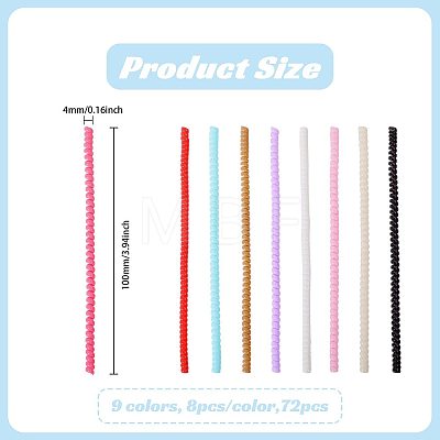 72Pcs 9 Colors TPU Spiral Rope for Keychain AJEW-CO0001-09-1
