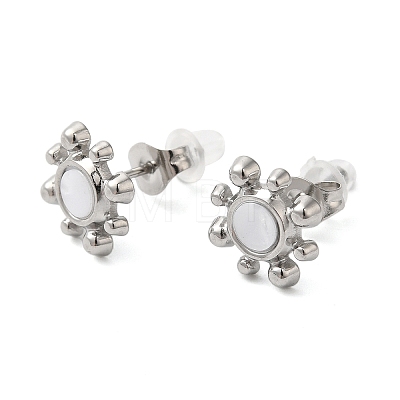 Non-Tarnish 304 Stainless Steel Embossing Stud Earrings EJEW-U001-06P-05-1