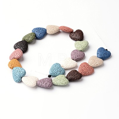 Dyed Heart Synthetic Lava Rock Beads Strands G-F259-06-1