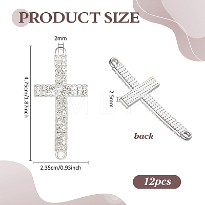 12Pcs Religion Alloy Crystal Rhinestone Connector Charms FIND-PH0038-15S-1