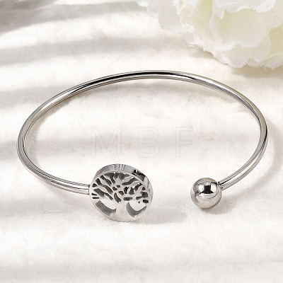 304 Stainless Steel Cuff Bangles for Women BJEW-D436-02P-1