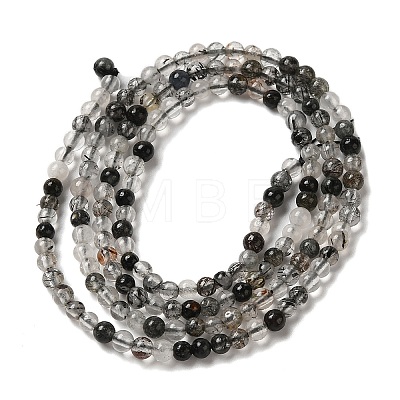 Natural Black Rutilated Quartz Beads Strands G-B090-A01-02-1