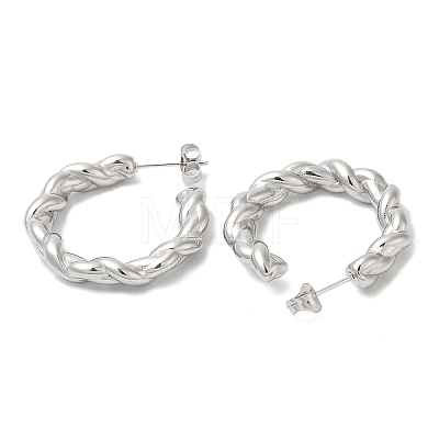 Non-Tarnish 304 Stainless Steel Rope Ring Stud Earrings EJEW-B026-21P-1