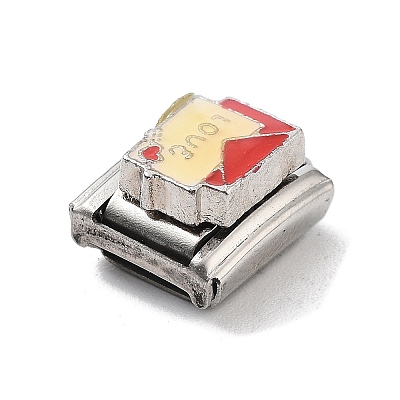 Envelope 304 Stainless Steel Enamel Connector Charms STAS-L023-003F-1