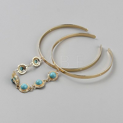 Alloy Upper Arm Open Cuff Bangles for Women BJEW-WH20012-02G-1