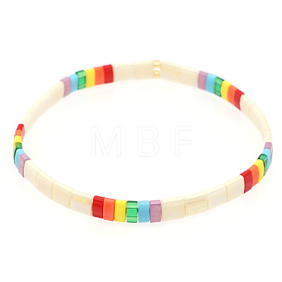 Rainbow Bohemian Style Glass Beads Stretch Bracelets RM1844-3-1