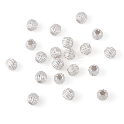 20Pcs 925 Sterling Silver Corrugated Round Spacer Beads STER-TA0001-32-1