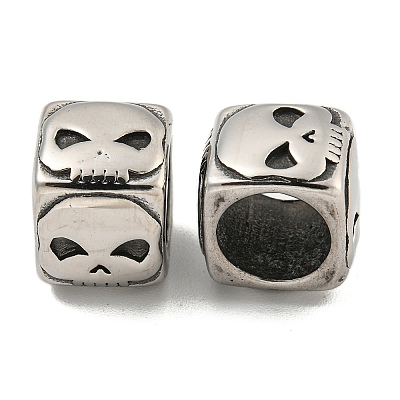 316 Surgical Stainless Steel with Rhinestone Large Hole Cube Beads STAS-Q326-08AS-04-1