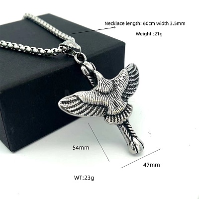 Vintage Hip Hop 304 Stainless Steel Eagle Pendant Necklaces for Men Women ZO0098-1