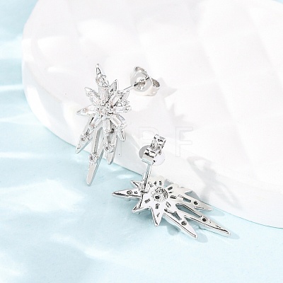 Star Brass Micro Pave Clear Cubic Zirconia Stud Earrings EJEW-D351-08P-1