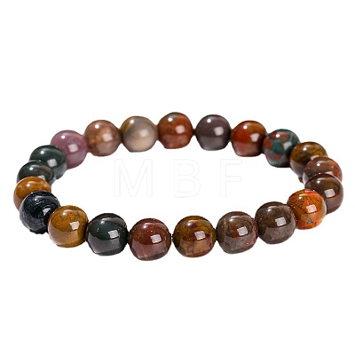 Natural Green Ocean Agate Round Stretch Bracelets for Women PW-WG91270-03-1